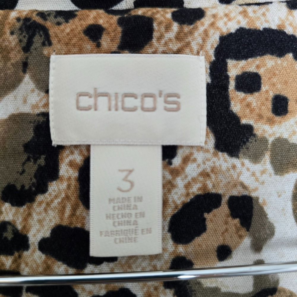 Chicos Womens Animal Print Longline Jacket Size XL Leopard‎ Lightweight Mob Wife - Picture 9 of 15